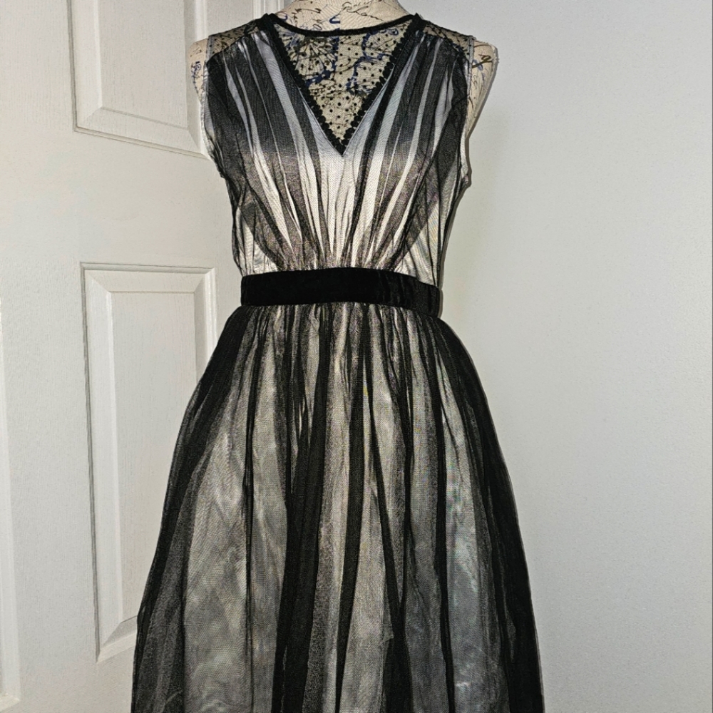 Ryu White with Black Tulle Dress